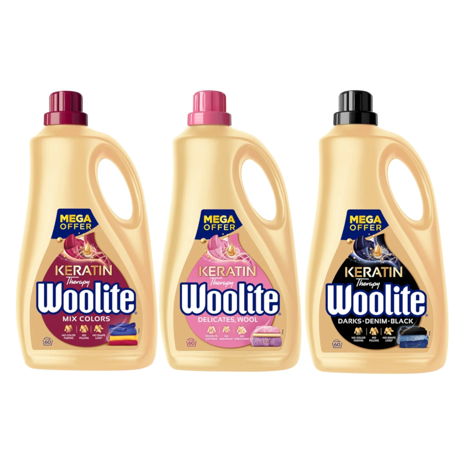 Płyn do prania WOOLITE Keratin Therapy MIX 60 prań 3x 3,6 l
