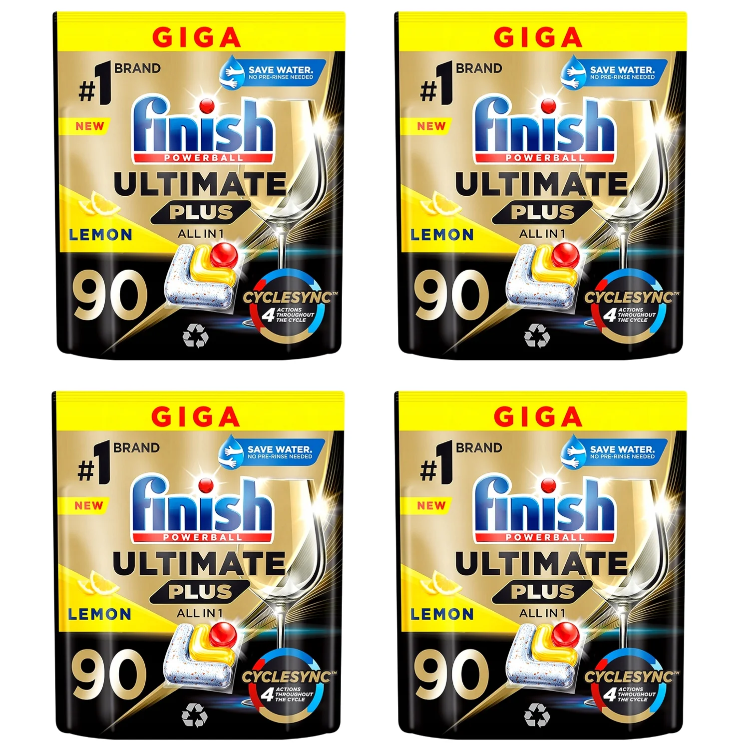 4x Kapsułki do zmywarki FINISH 90szt Ultimate Plus All in 1  Lemon