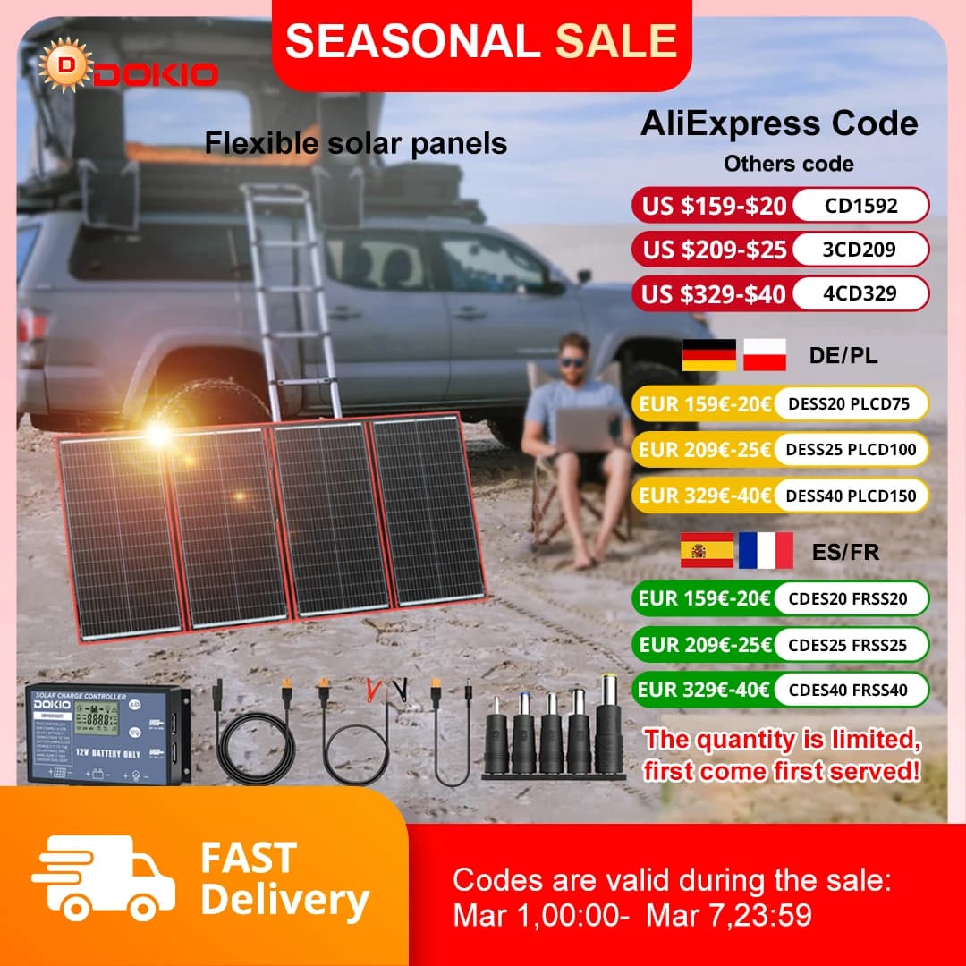 Składane panele słoneczne Dokio 300W