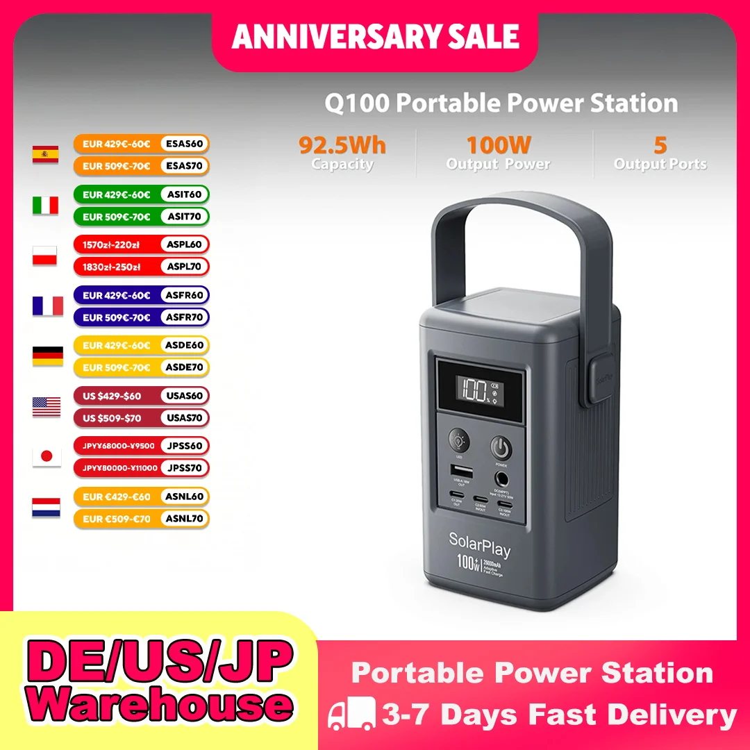 Mini stacja zasilania SOLARPLAY Q100 25000mAh/100W