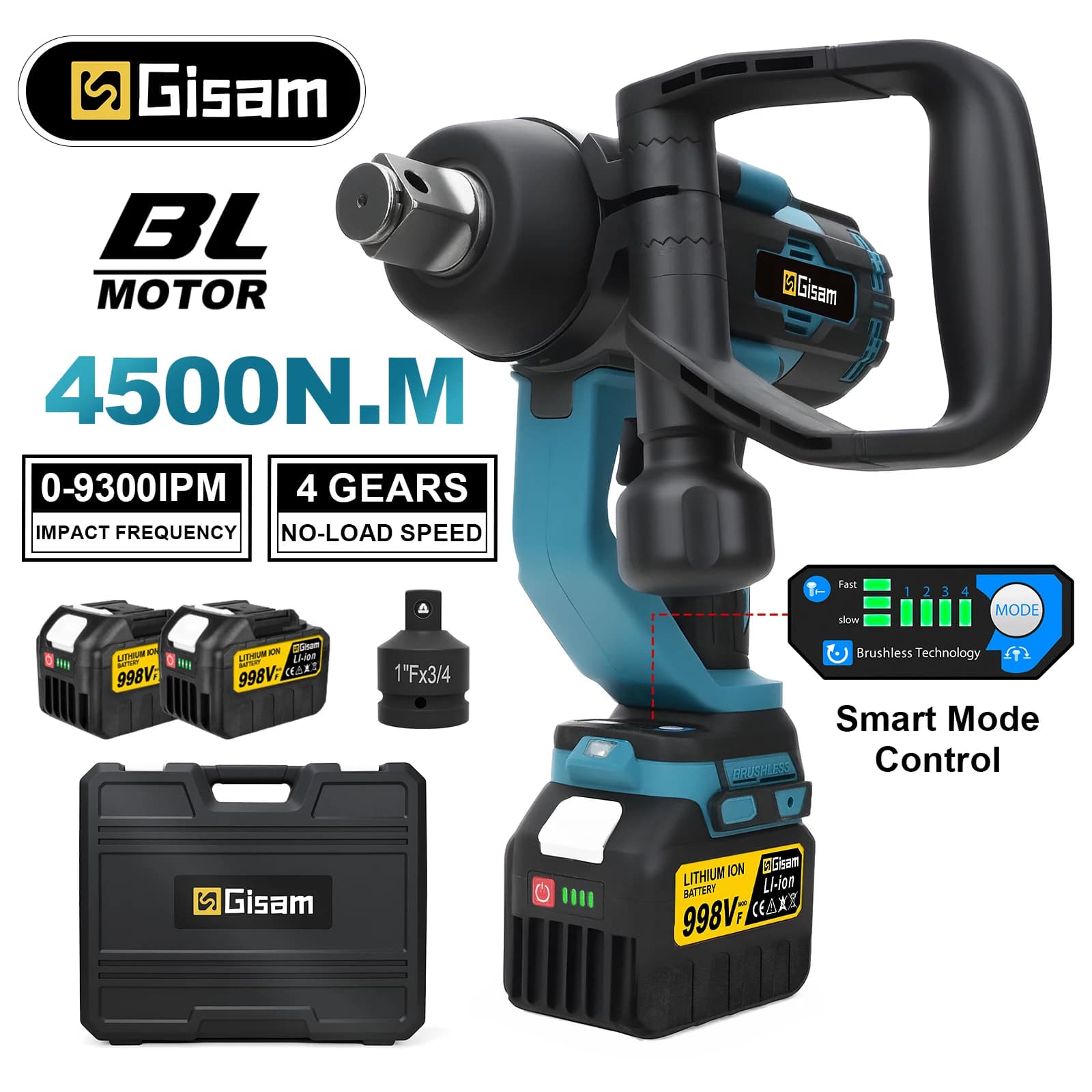 Klucz udarowy Gisam 4500N.M - zestaw bez aku