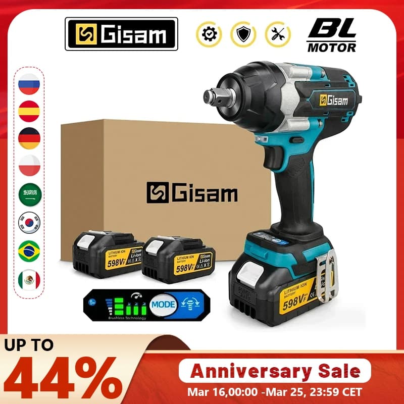 Klucz udarowy Gisam 1800N.M - zestaw 2xAKU