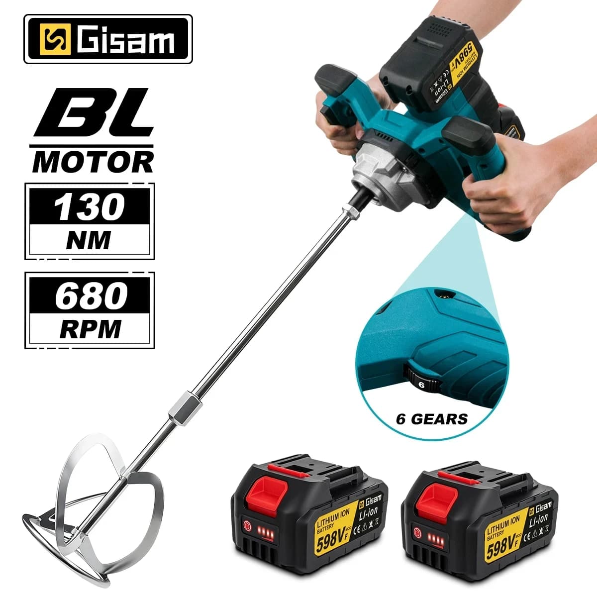 Mieszadło akumulatorowe Gisam - zestaw 2xAKU