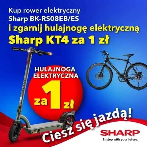 Kup rower elektryczny Sharp BK-RS08-EB i zgarnij hulajnogę elektryczna Sharp za 1zł!